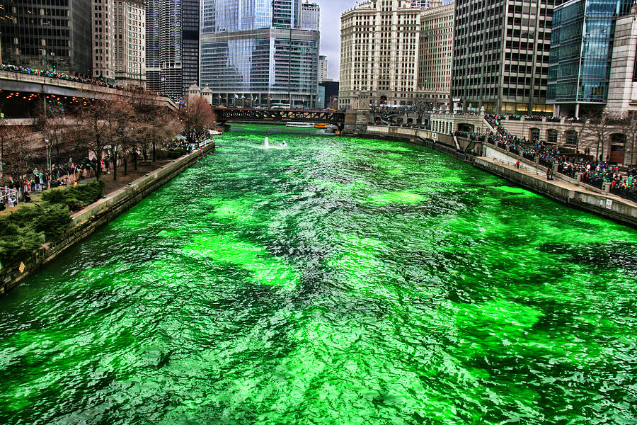 Chicago Photograph - Dyeing The Chicago River Green by Jerome Lynch