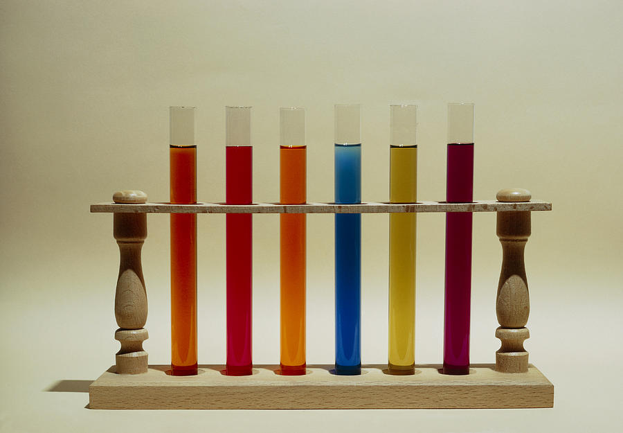 Dyes In Test Tubes Photograph by Perennou Nuridsany