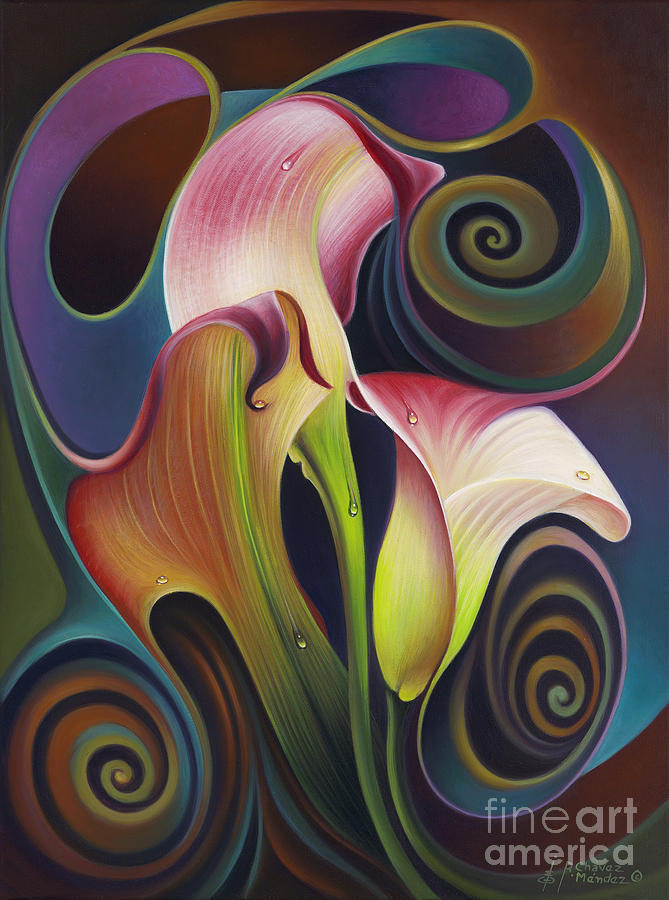 Dynamic Floral 4 Cala Lillies Painting by Ricardo Chavez-Mendez