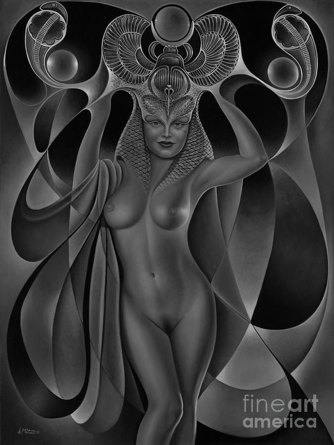 Dynamic Queen V-Black and White Painting by Ricardo Chavez-Mendez