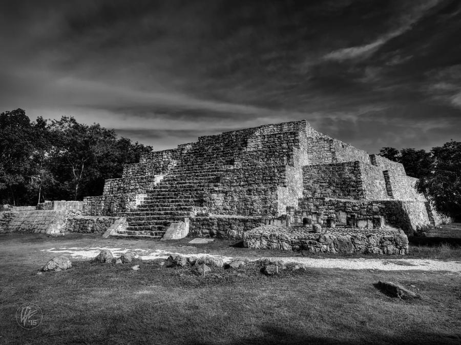 Mayan Photograph - Dzibilchaltun Pyramid 002 BW by Lance Vaughn