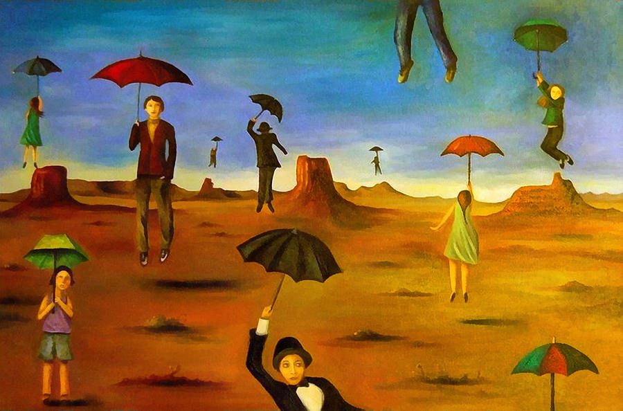 Umbrella Painting - Spirit Of The Flying Umbrellas edit 3 by Leah Saulnier The Painting Maniac