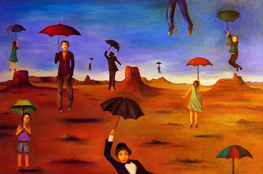 Spirit Of The Flying Umbrellas edit 5 Painting by Leah Saulnier The Painting Maniac