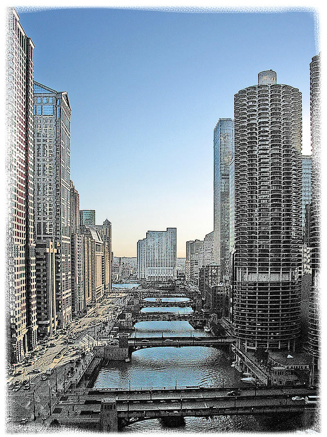 Chicago Digital Art - E. Wacker Drive by Bill Leonard