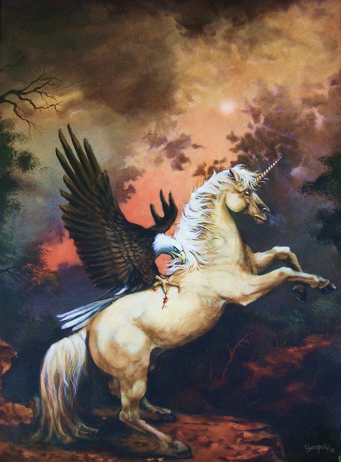 Eagle and the Unicorn Painting by Tom Shropshire