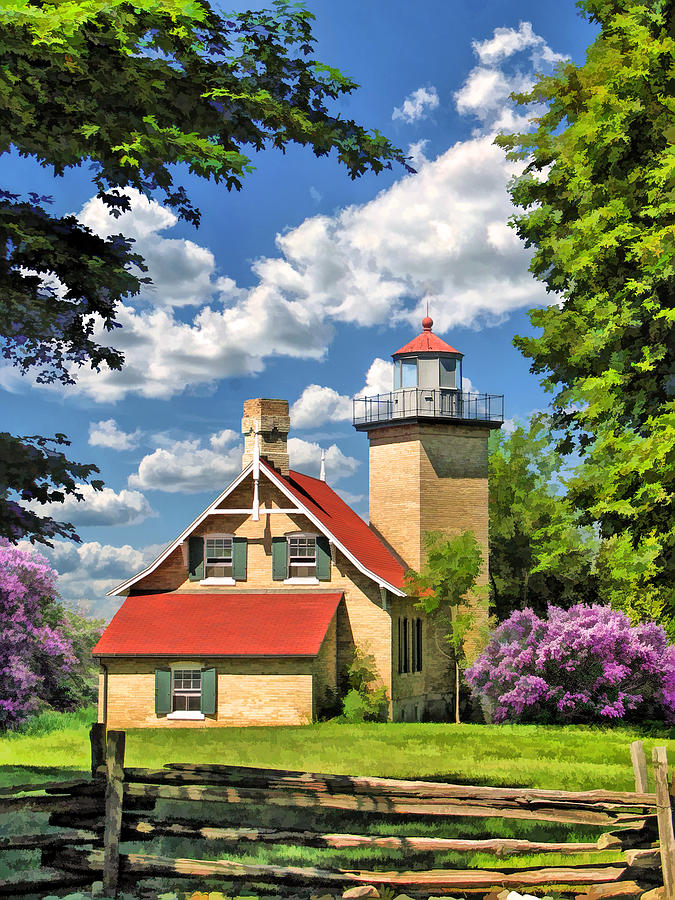 Eagle Bluff Lighthouse Painting by Christopher Arndt