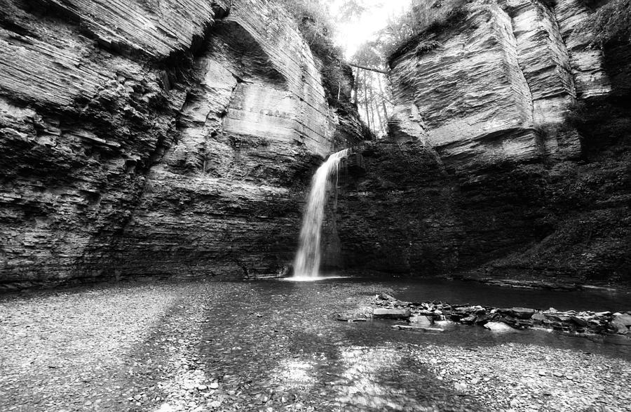 Eagle Cliff Falls in Black and White Photograph by Trina  Ansel