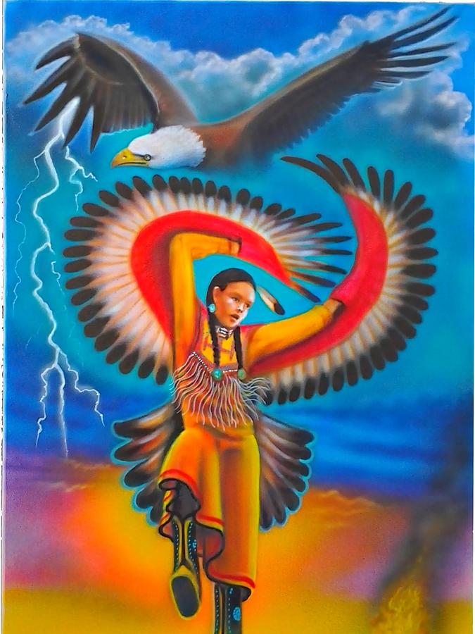 Eagle dancer Painting by Amatzia Baruchi