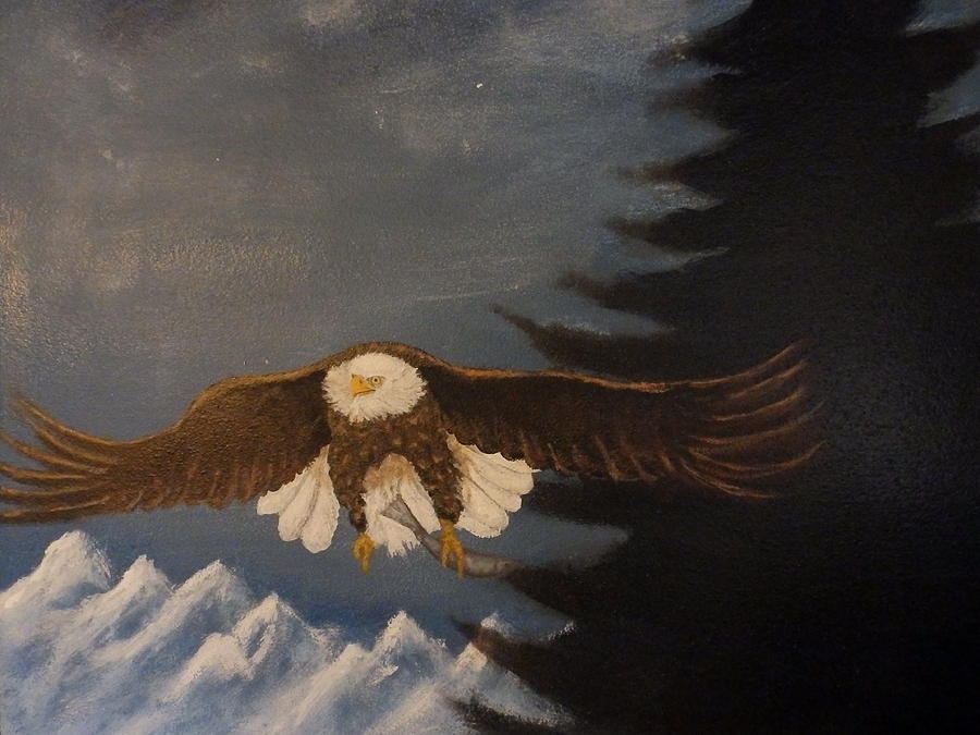 Eagle flying Painting by Dan Wagner