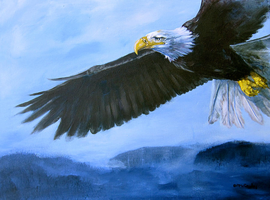 Eagle In Flight Painting by Eve McCauley