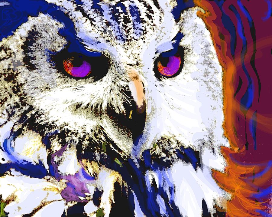 Eagle-owl eye on you Digital Art by Mary Armstrong