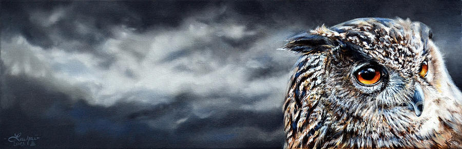 Eagle Owl Painting by Lachri