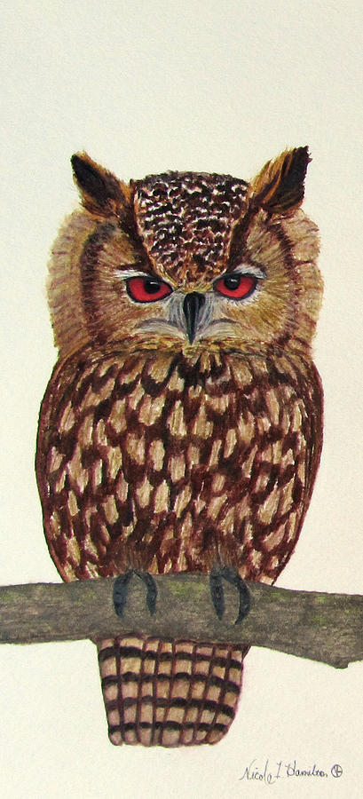 Eagle Owl Painting by Nicole I Hamilton