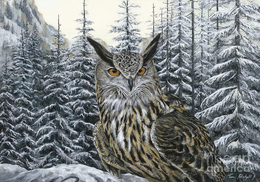Eagle Owl Painting by Tom Blodgett Jr