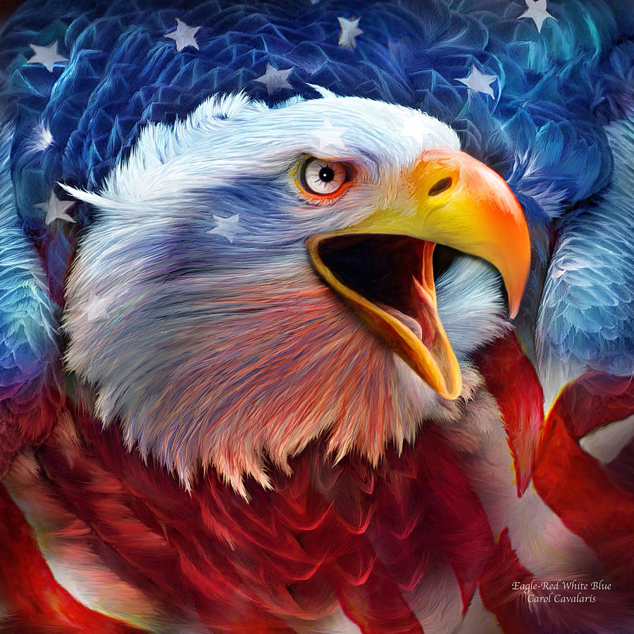 Eagle Red White Blue 2 Mixed Media by Carol Cavalaris