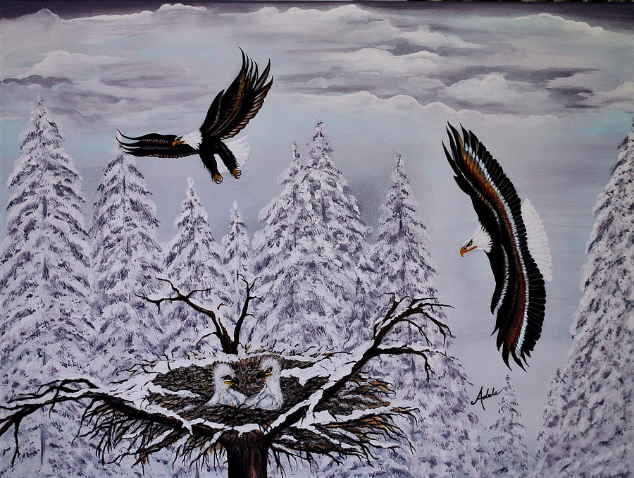 Eagle Family Majestry Painting by Adele Moscaritolo