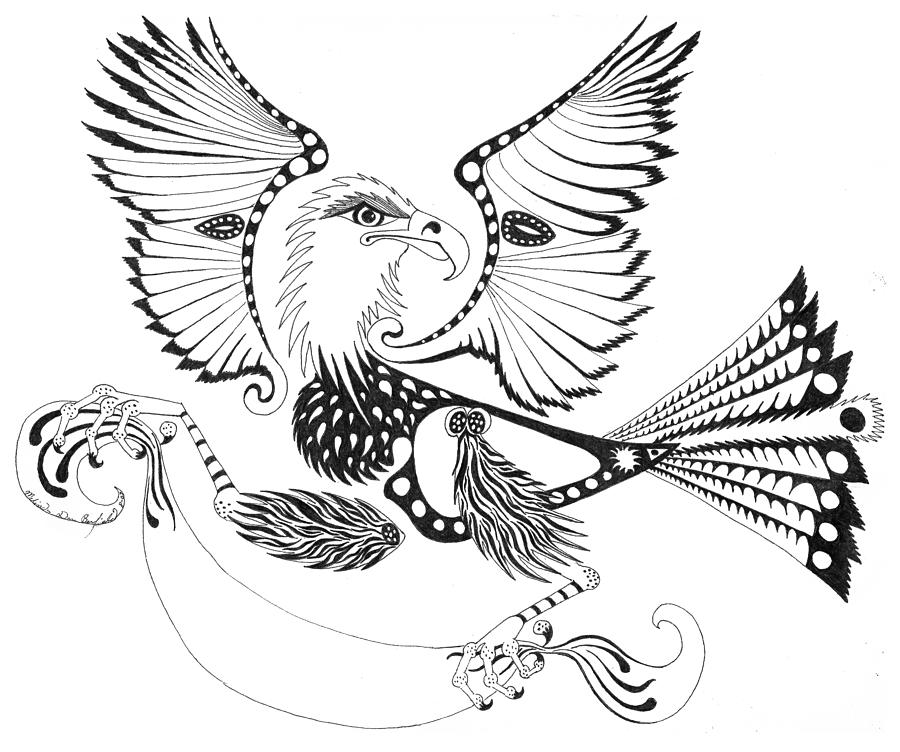 Eagle with a banner Drawing by Melinda Dare Benfield