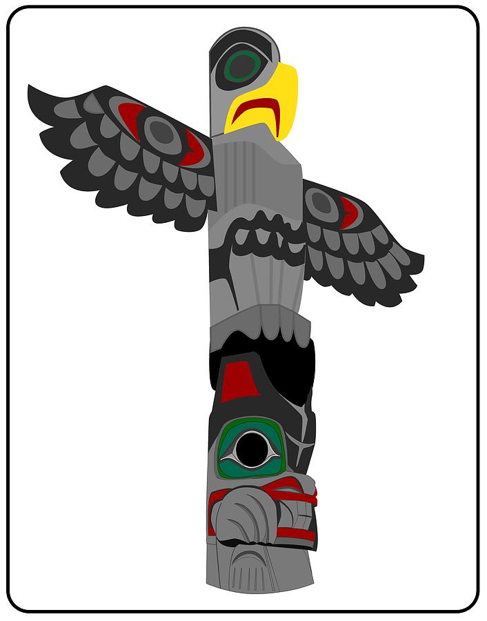 wolf totem pole drawing