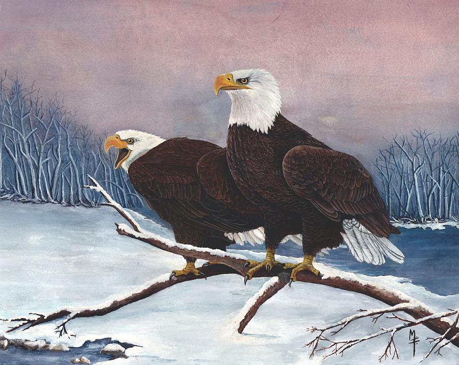 Eagles in the Snow Painting by Marsha Friedman - Fine Art America