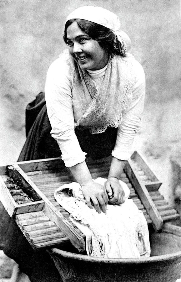 Black And White Photograph - Early 20th Century Washerwoman by Collection Abecasis
