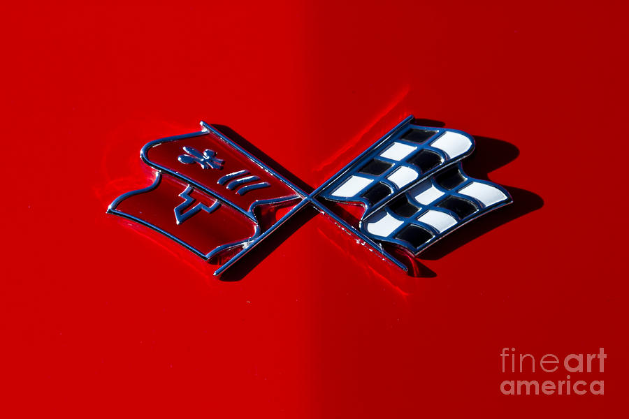 Early C3 Corvette emblem red Photograph by Dennis Hedberg
