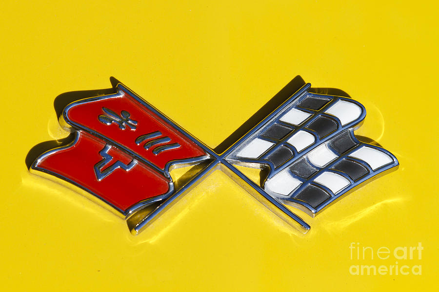 Early C3 Corvette Emblem Yellow Photograph by Dennis Hedberg