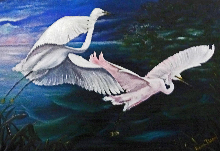 Egret Painting - Early Flight by Karin  Dawn Kelshall- Best