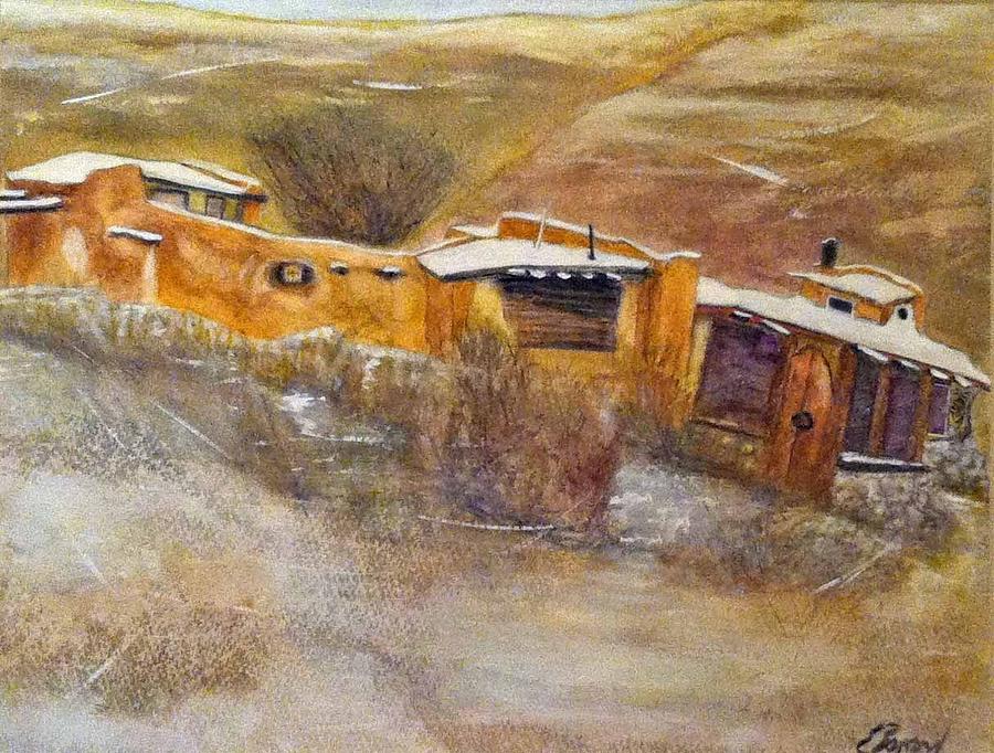Early Houses of Placitas NM Painting by Elizabeth  Bogard