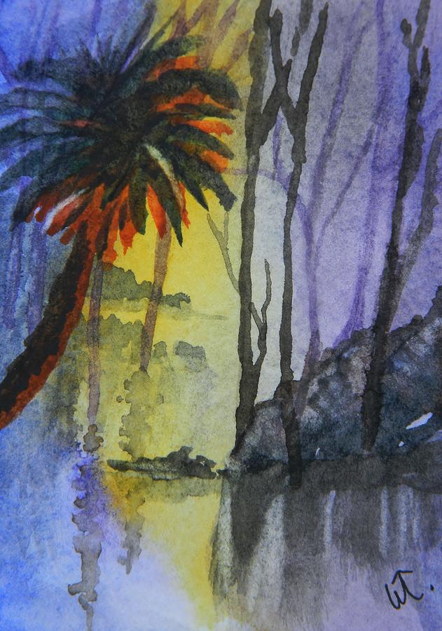 Early Light on Early Palm Painting by Warren Thompson