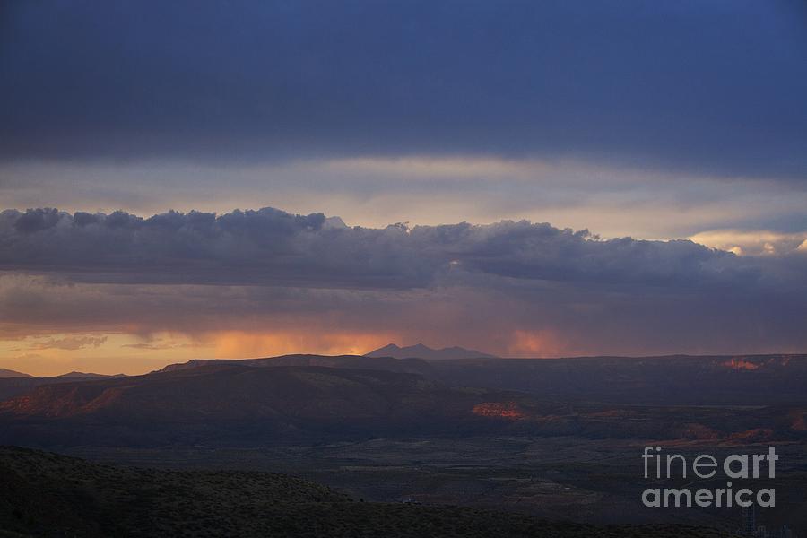 Early Monsoon Sunset over San Francisco Peaks Photograph by Ron Chilston