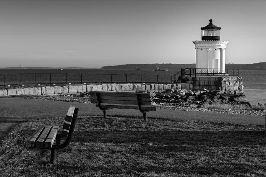 Early Morning At Bug Lighthouse BW Photograph by Susan Candelario