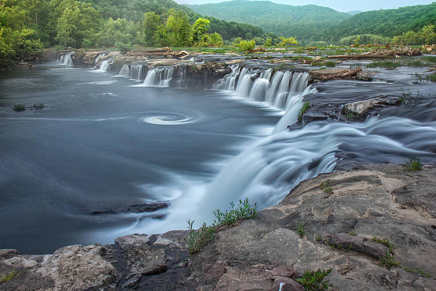 Waterfall Photograph - Early Morning at Sandstone Falls by Mary Almond