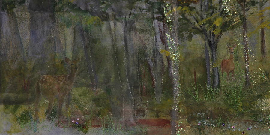 Deer Mixed Media - Early Morning Dawn - Series 1b by Pam Reed