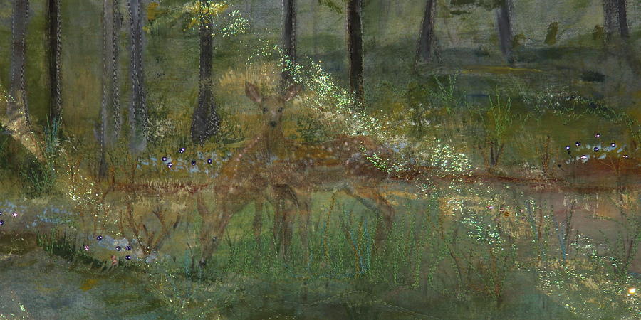Deer Mixed Media - Early Morning Dawn - Series 1d by Pam Reed
