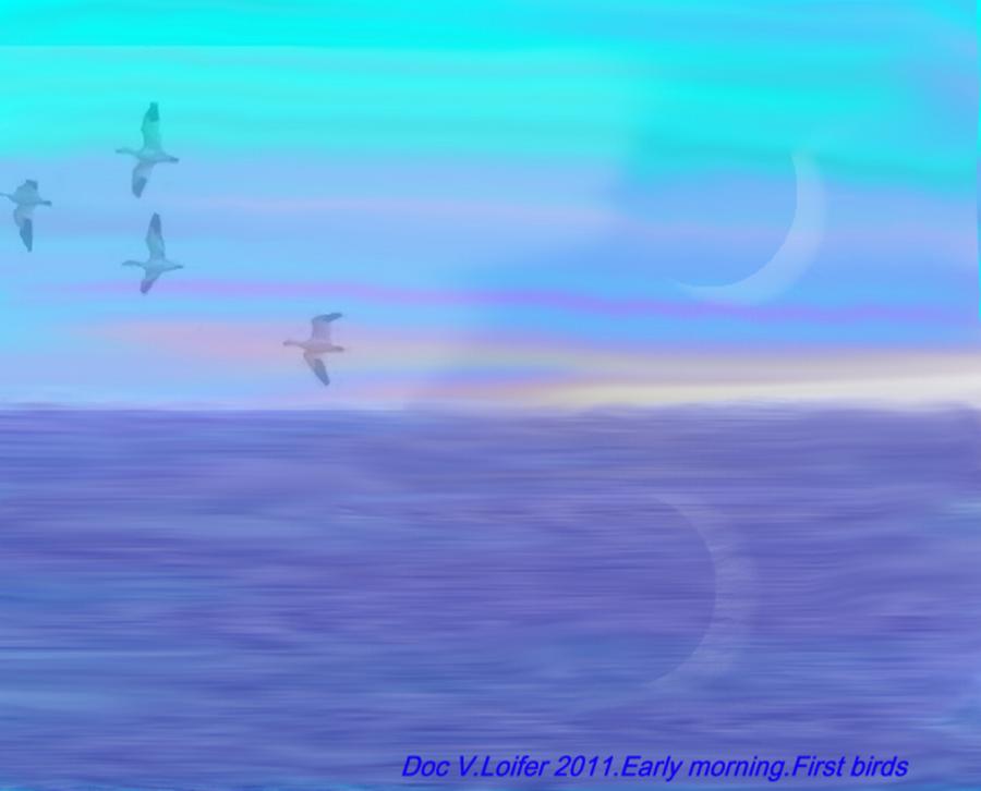 Early morning. First birds Digital Art by Dr Loifer Vladimir