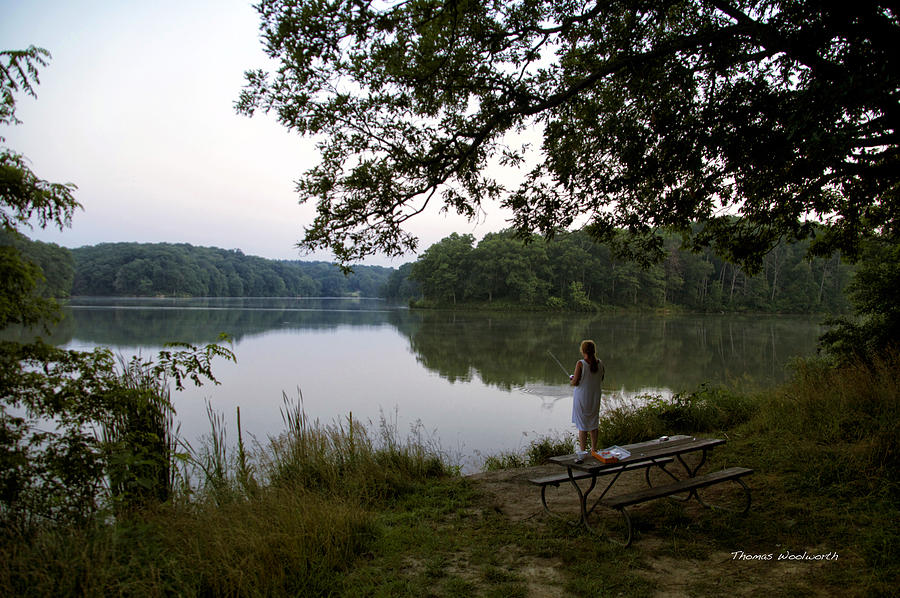 Early Morning Fishing At Argyle Lake Photograph by Thomas Woolworth