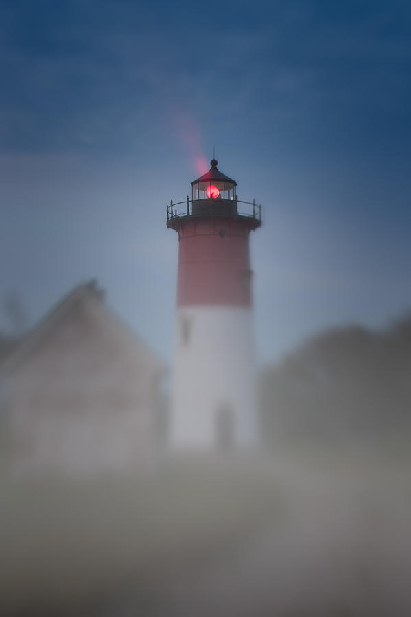 Early morning fog at Nauset Lighthouse Photograph by Jeff Folger