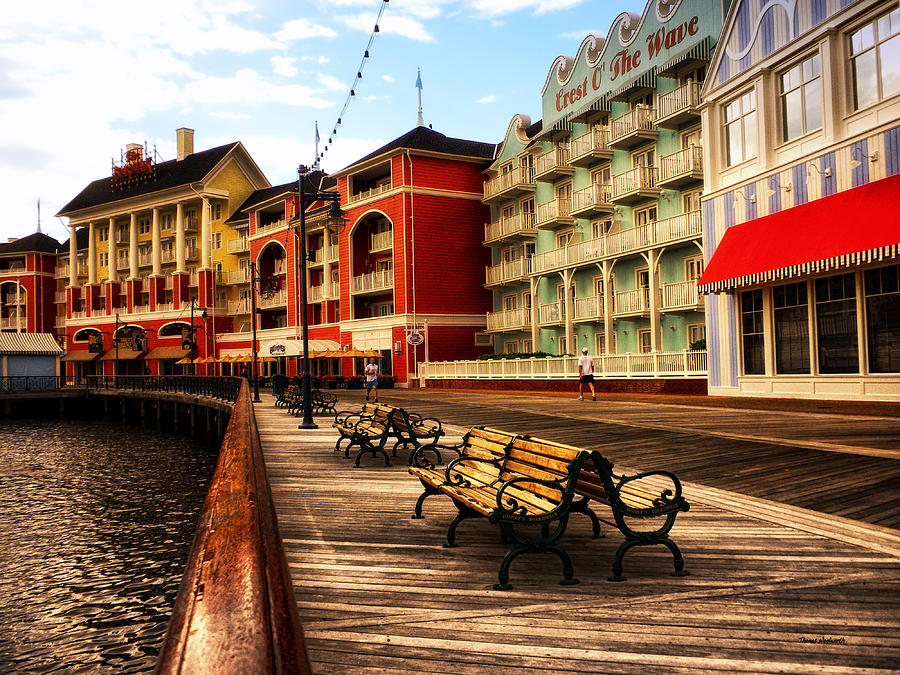 Early Morning Jogging On The Boardwalk Walt Disney World Photograph by Thomas Woolworth