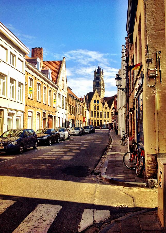Car Photograph - Early morning quiet - street scene in Gent by Josh Samuel