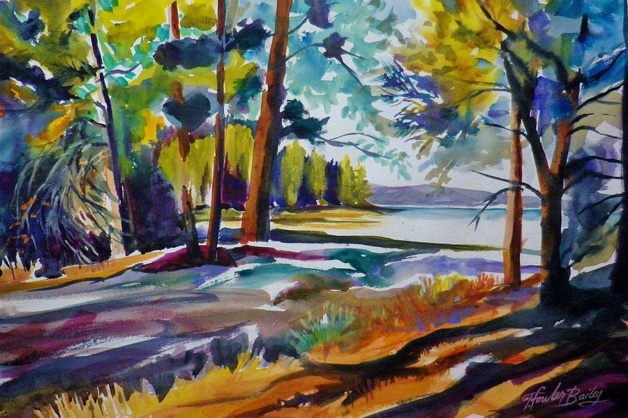 Pines Painting - Early Morning Shadows at Eagle Lake by Tf Bailey