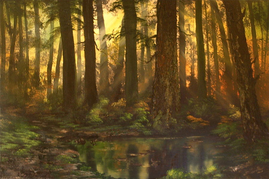 Early Morning Sun on Cannock Chase Painting by Jean Walker
