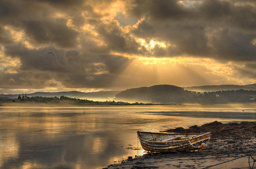 Boat Photograph - Early Morning Sun on the Estuary by Mal Bray