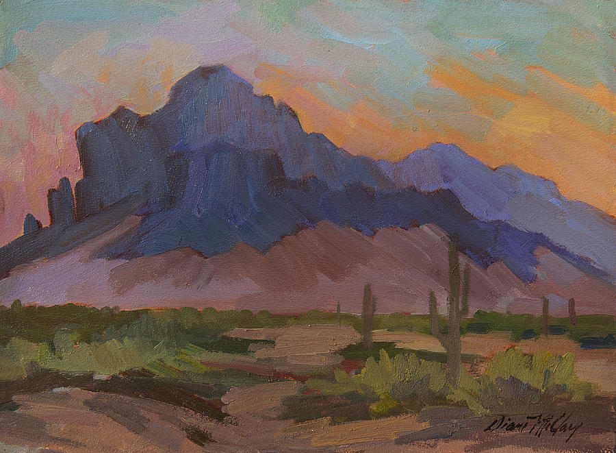 Early Mornng at Superstition Mountain Painting by Diane McClary