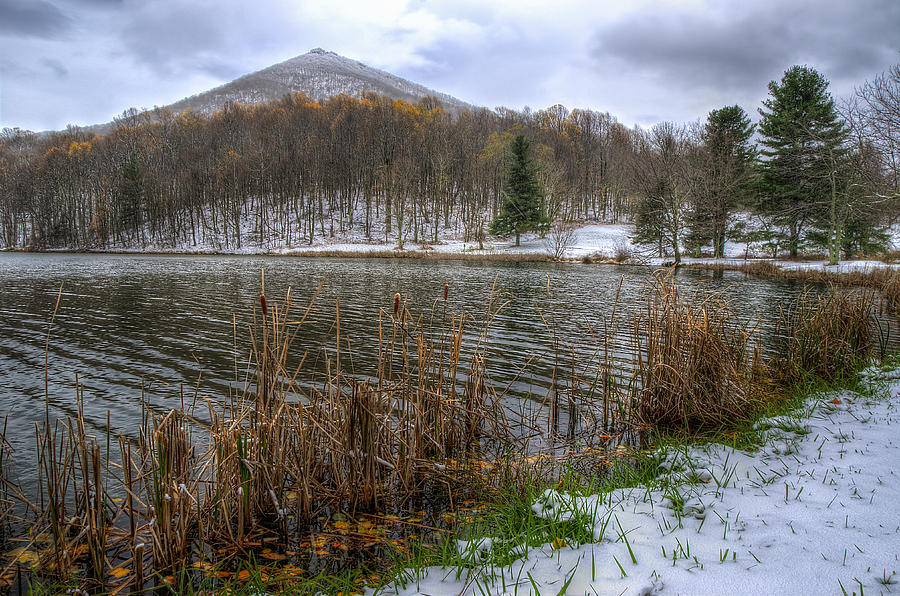 Early snow at Abbot Lake in Va Photograph by Steve Hurt