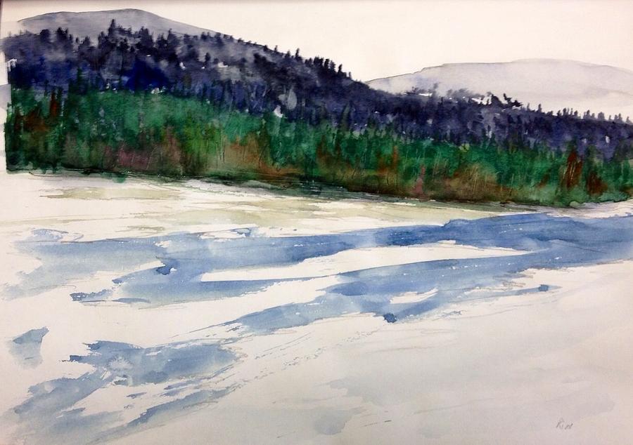 Early Snow - Riverside Painting by Desmond Raymond