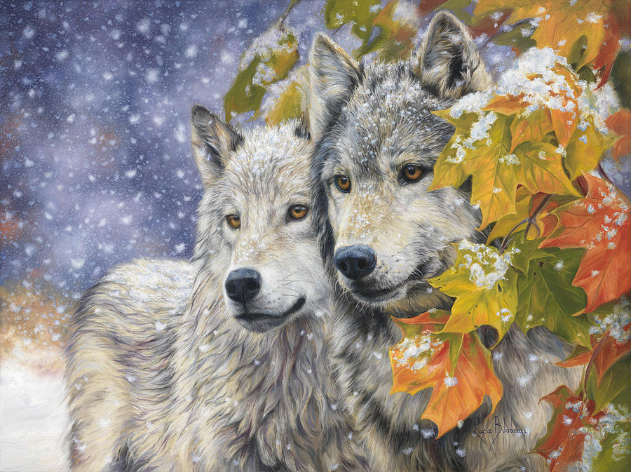 Wolves Painting - Early Snowfall by Lucie Bilodeau