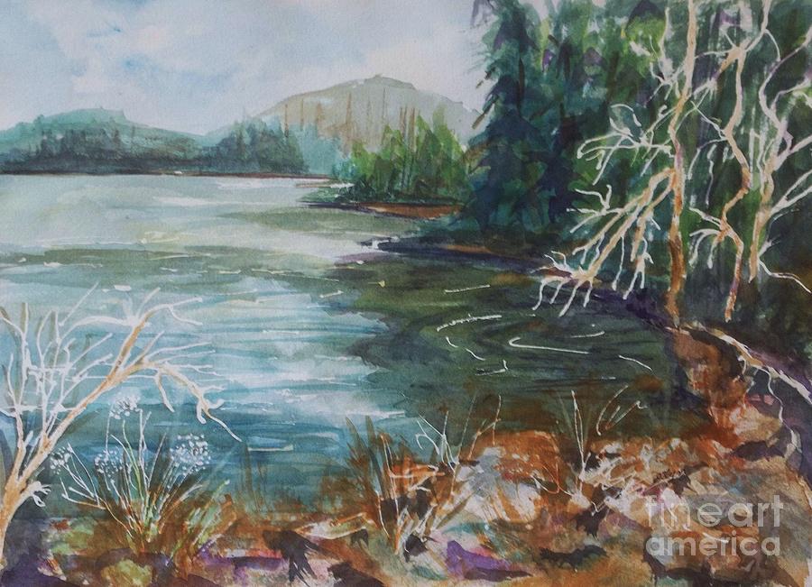 Early Spring Hike at North-South Lake Painting by Ellen Levinson