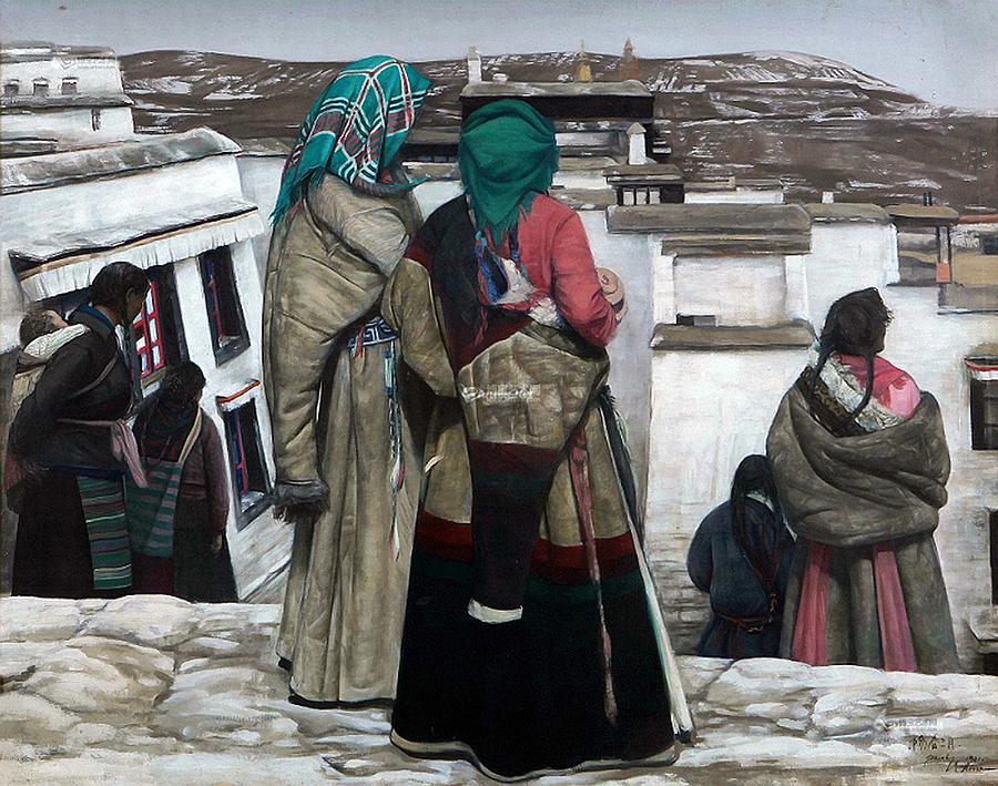 Early spring in Tibet Painting by Zheng Li