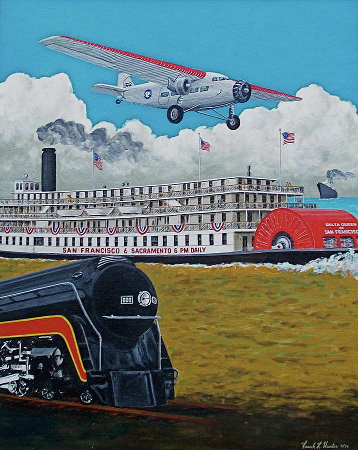 Ford Trimotor Painting - Early Transportation by Frank Hunter