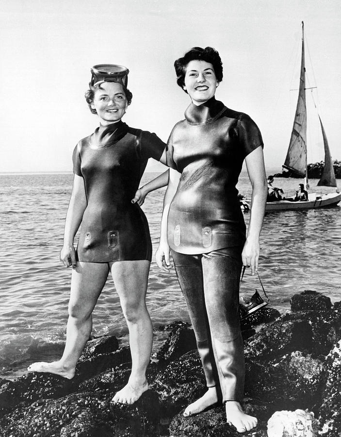 Early Wetsuits Photograph by Underwood Archives